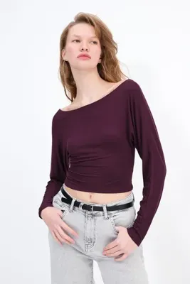 Addax Kayık Yaka Uzun Kollu Bluz P1843