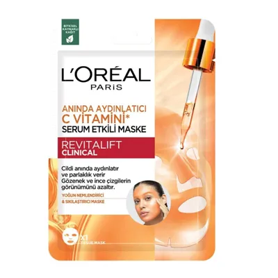L'Oréal Paris Revitalift Clinical Anında Aydınlatıcı C Vitamini Serum Etkili Maske 26 gr
