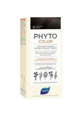 Phyto color 5 Açık Kestane Amonyaksız Kalıcı Bitkisel Saç Boyası Krem Formda Canlı Renkler
