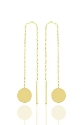 Söğütlü Silver Gümüş Altın Yaldızlı Pul Gümüş Zincir Küpe Sgtl10686gold