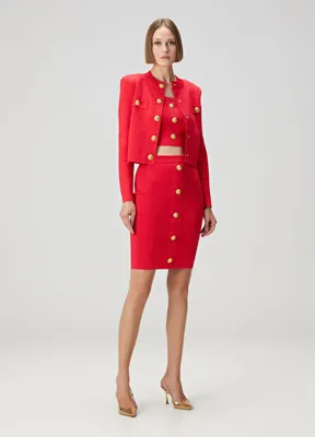 Balmain Kırmızı Midi Etek