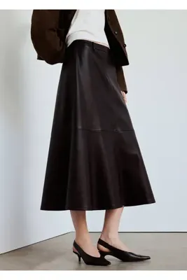 MANGO Woman Faux-leather A-line skirt