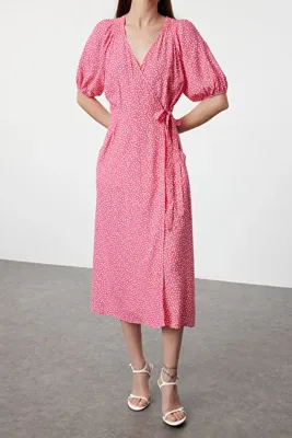 Edit by Trendyol Pembe  Regular Dokuma Elbise TEDSS24EL00103
