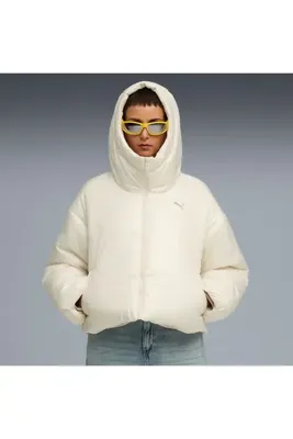 Puma Shiny Hooded Padded Jacket Krem Kadın Mont