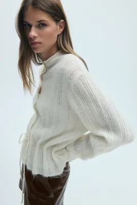H&M Büzgü Bağı Detaylı Triko Hırka
