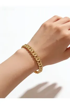 Genel Markalar Xuping 316L çelik gold sıralı yaprak desenli zarif kadın bileklik