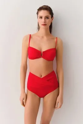 SUWEN Metal Aksesuarlı Straplez Bikini Üst