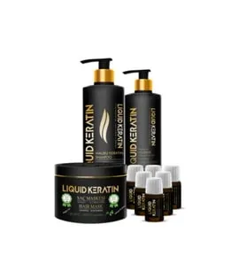 Liquid Keratin Düz Canlı Parlak ve Yumuşak Saçlar için Çift Etkili Onarıcı Keratin Bakım Seti No.2