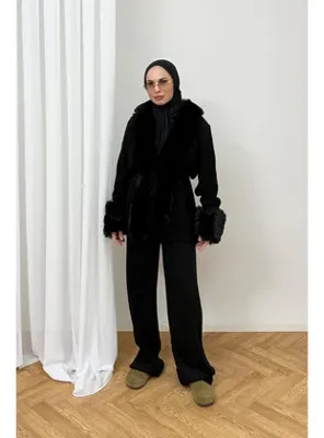 Melike Tatar Kürklü Triko Takım 92-9201 SİYAH
