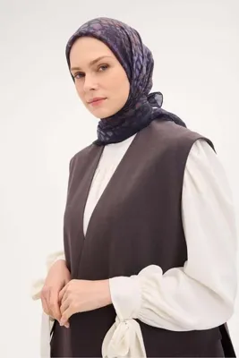 Silk Home Tencel Monare Eşarp Taş Desen Koyu Lacivert 90x90