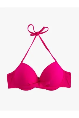 Koton Balenli Bikini Üstü Dolgulu Push Up Drape Detaylı Boyundan Bağlamalı