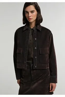 Colins Regular Fit Düğmeli Astarsız Kadın Over Dyed Denim Ceket
