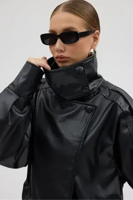Jaglion Kadın Street Style Tarz Deri Ceket
