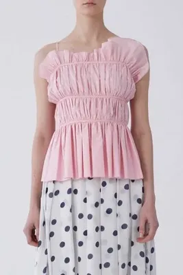 Roman Straplez Drapeli Bluz Toz Pembe Y2113051_278