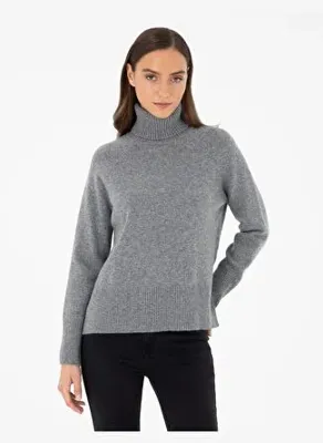 Pierre Cardin Gri Regular Fit Balıkçı Yaka Yün Kazak50296491-VR086