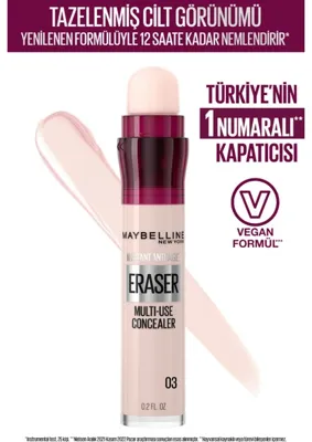Maybelline New York Maybelline Kapatıcı Instant Anti-Age Eraser Concealer 03 Fair 6.8 ml