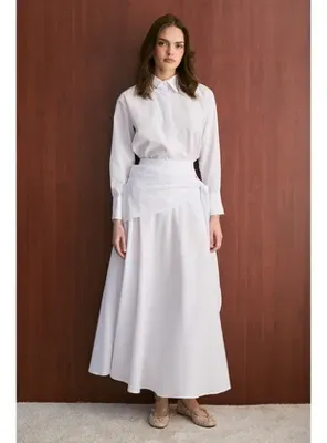 Melike Tatar Poplin Etekli Takım 32-2745 BEYAZ