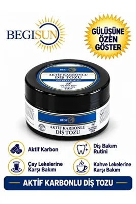 Begisun Aktif Karbonlu Diş Tozu Doğal Ağız Bakımı 50 g | Yeni Nesil Beyazlık