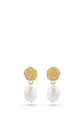 Ecru Atelier Fleur Gold Kadın İnci Küpe
