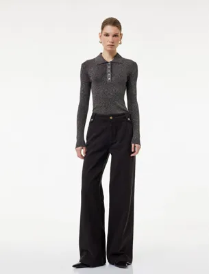 Koton Koton X Selected by Melis Ağazat - Pamuklu Geniş Paça Kemer Detaylı Pantolon - Wide Leg Jeans