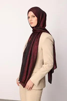 Mooncorn Liva Desen Shine Line Şal Siyah-Bordo