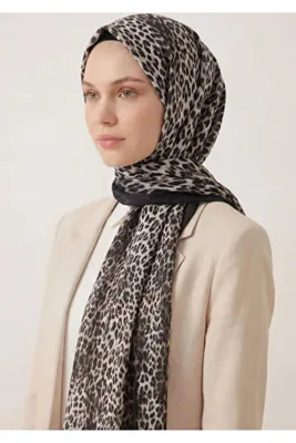 Silk Home Leopar Desen Pamuklu Krem 90X200 Soft Şal