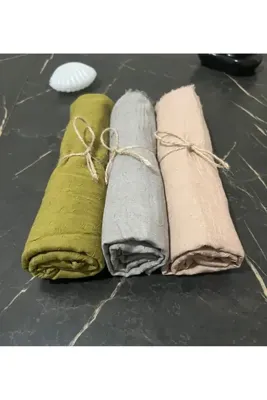 Organic Scarfs Bambu Kraş Şal 3’lü Set