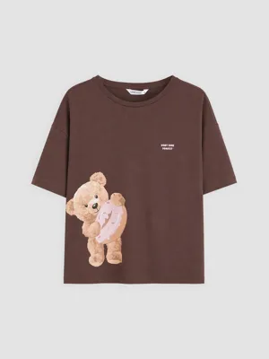 LCW Young Bisiklet Yaka Baskılı Pijama Takım