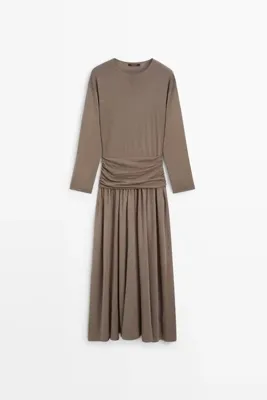 Massimo Dutti Kuşak detaylı triko midi elbise