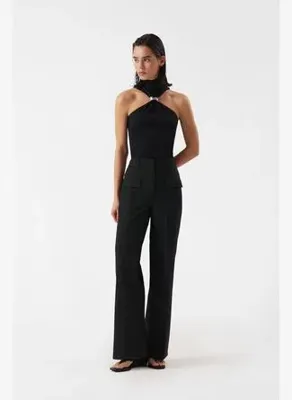 Vatkalı Cep detaylı wide leg pantolon