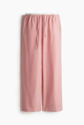 H&M Çift Bel Bantlı ve Büzgü Bağlı Poplin Pantolon