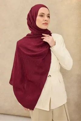 Silk Home Naia Pamuk Şal Taş Desen Vişne
