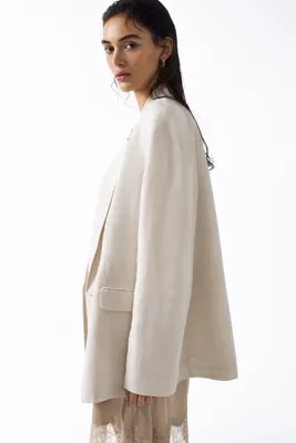 H&M Keten Karışımlı Kruvaze Blazer