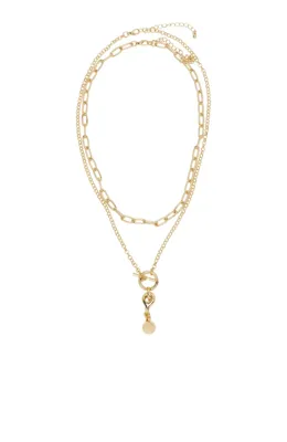 Network Gold Pendant Detaylı Kadın Çoklu Kolye