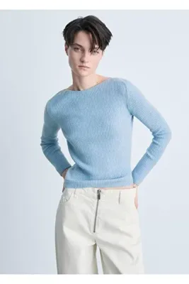 MANGO Woman Kayık yaka triko kazak