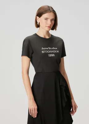 Acne Studios Regular Fit Siyah Logolu T-shirt