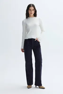 Mudo Kadın Mor Straight Fit Kadife Pantolon