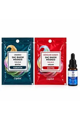 Capitol Dökülme Karşıtı & Onarıcı Saç Bakım Maskesi Seti + Göz Çevresi Serum 3'lü Bakım Seti