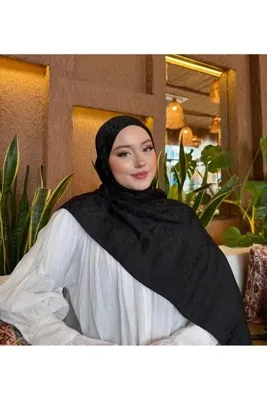 Rise Scarf Leopar Desen Pamuk Jakar Şal Siyah