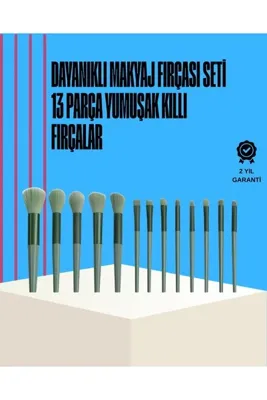 FeGe Store Taşınabilir Ergonomik Yapılı 13 Adet Fiber Kıllı Yüz ve Göz Makyaj Fırçası Seti - Lisinya