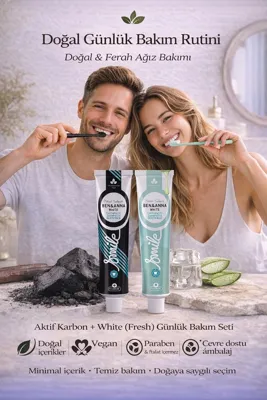 Ben&Anna Aktif Karbon Ve White Fresh Florürlü Diş Macunu 2 Li Set Vegan Doğal 75 Ml