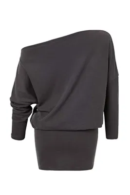 TRENDYOLMİLLA Antrasit Bodycon/Vücuda Oturan Kısa / Mini Yarasa Kol Selanik Örme Elbise TWOAW27EL00128