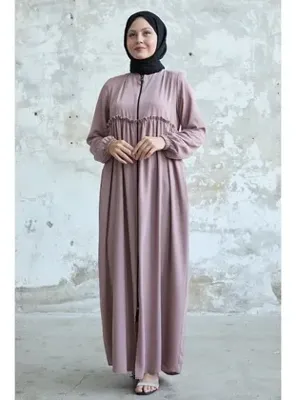 InStyle Arkadan Püskül Detay Büzgü Pudra Ferace