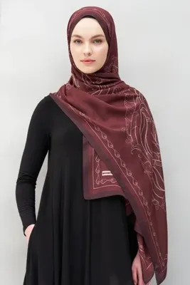 Madame Polo Sarmal Desen Tensel Şal - Bordo