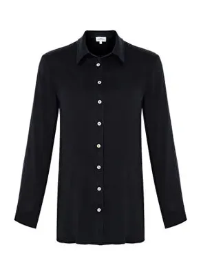 Saraskla Siyah Kadın Gömlek UST-SS26-CUP-BLK-010