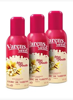 ULRIC de VARENS Varens Sweet Musc Vanille Vanilyalı Miskli Kadın Body Fragrance Deodorant Set 3x150 ML