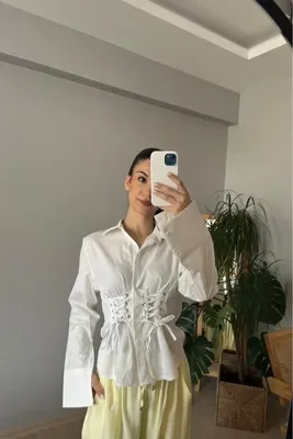 Neslion Butik Beyaz İpli Gömlek