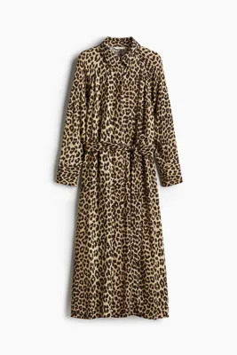 H&M Kuşaklı Viskoz Gömlek Elbise
