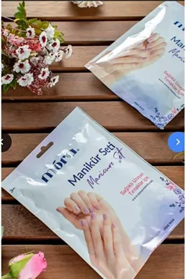 Mora Manikür Seti Keratinli Eldivenler ile Tırnak Bakımı için Beyaz Renkli Set