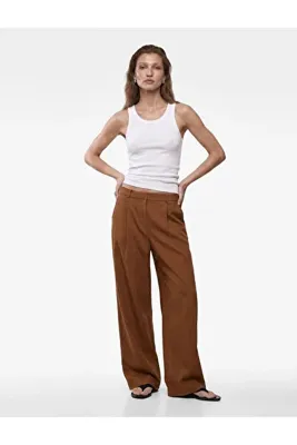 Koton Cepli Pile Detaylı Geniş Paça Baggy Keten Pantolon